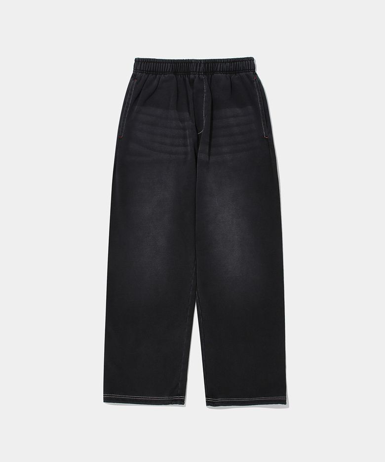 CAT WASHED LOOSE-FIT DENIM TERRY SWEATPANTS_BLACK DENIM