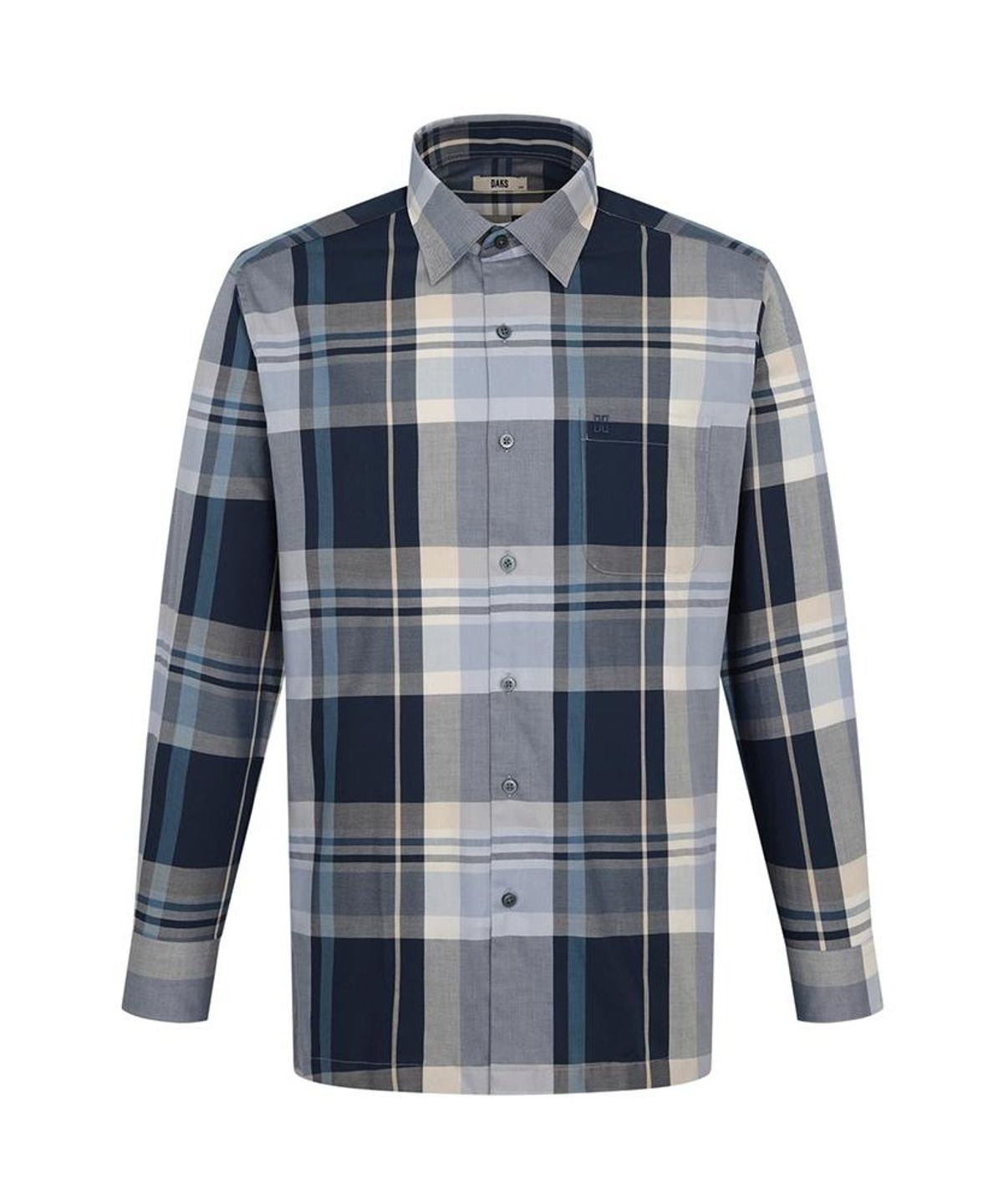 닥스셔츠(DAKS SHIRTS) 면혼방 빅체크 셔츠 레귤러핏 네이비_DLA2SHCL441N1