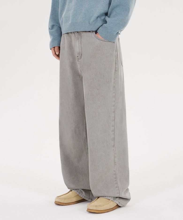 [unisex] 세미 와이드 데님 팬츠 스톤그레이
