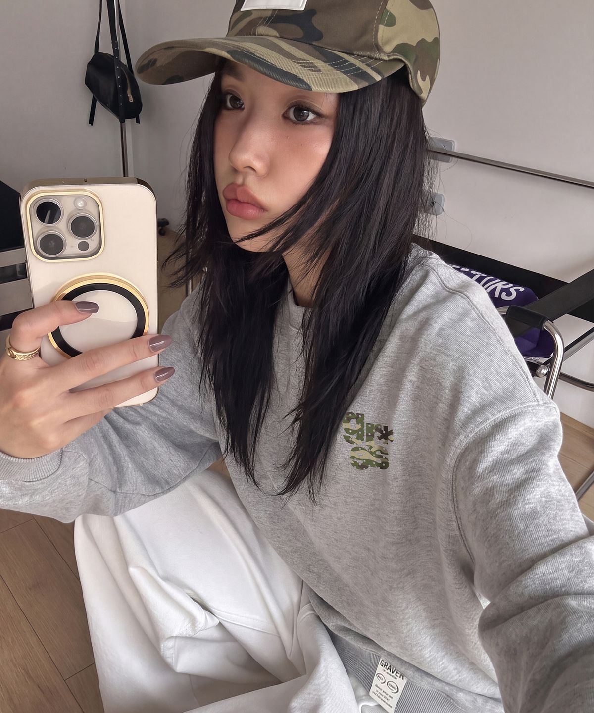 그레이버(GRAVER) [UNISEX]스몰 GRAE-S CAMO 맨투맨_3color