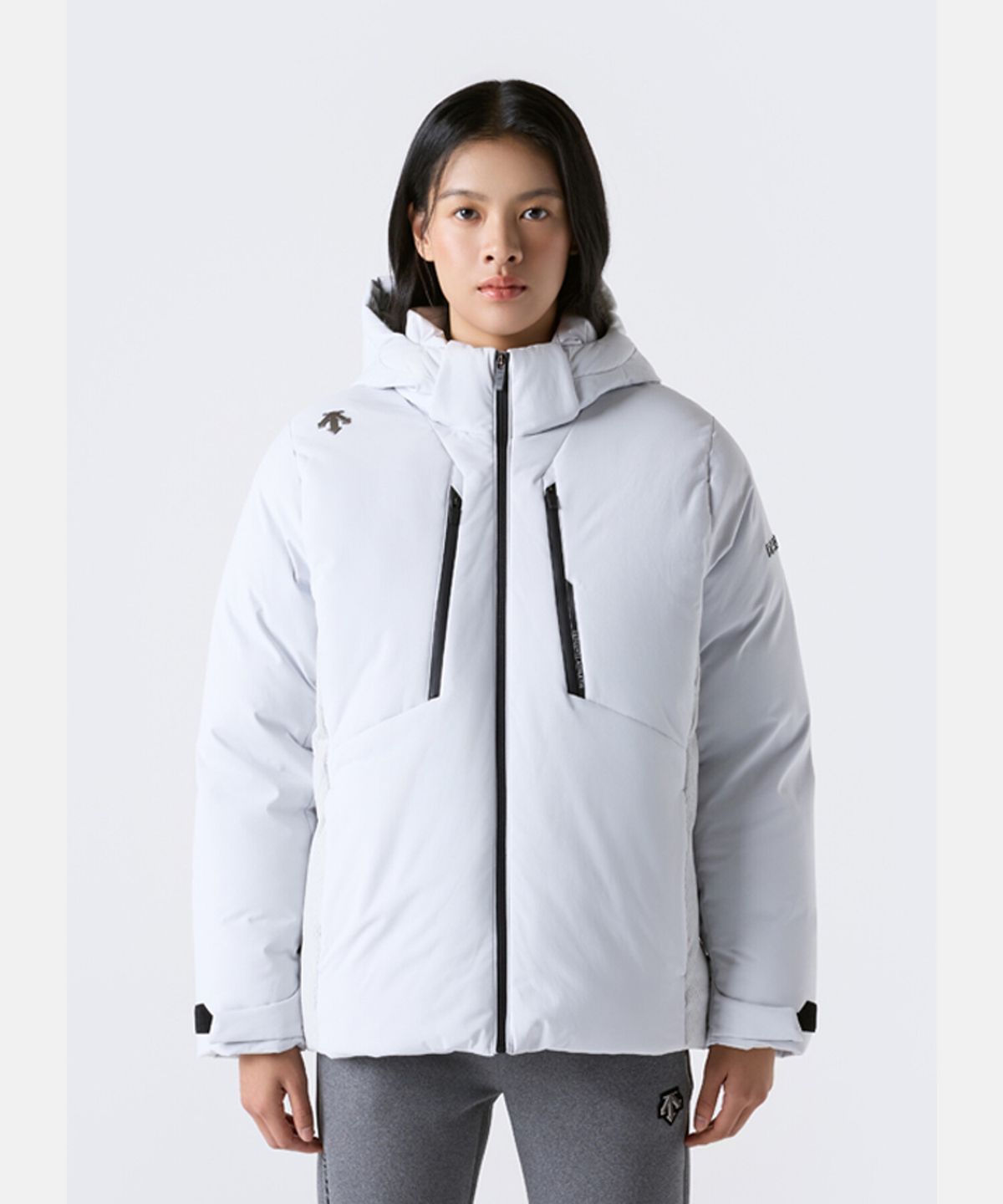데상트(DESCENTE) 캐논 후드 디테쳐블 다운 자켓 그레이 SR323SDJ92