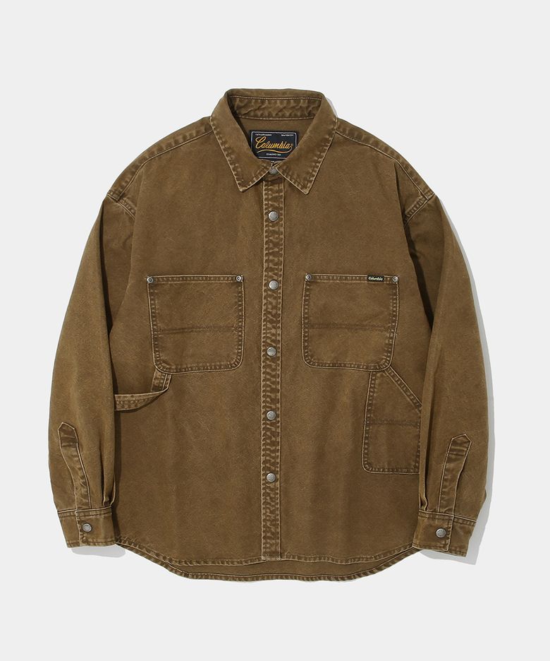 UTILITY DENIM SHIRT JACKET_BROWN