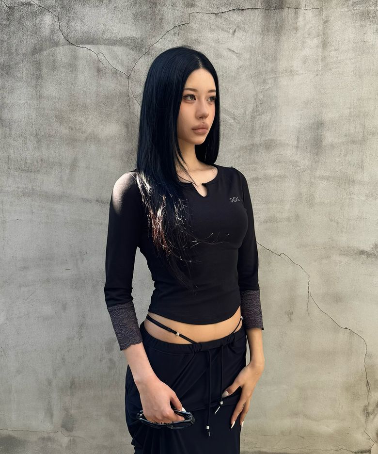 크리미 레이스 탑 - 블랙