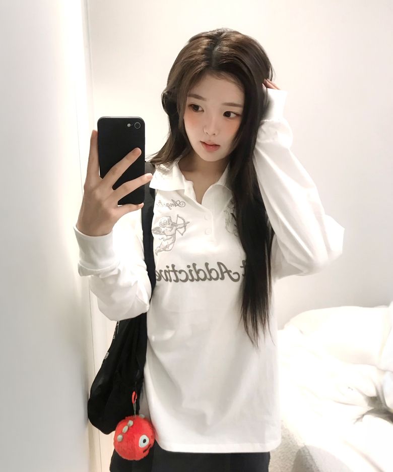 큐피드 폴로 카라티 오버핏 - 아이보리