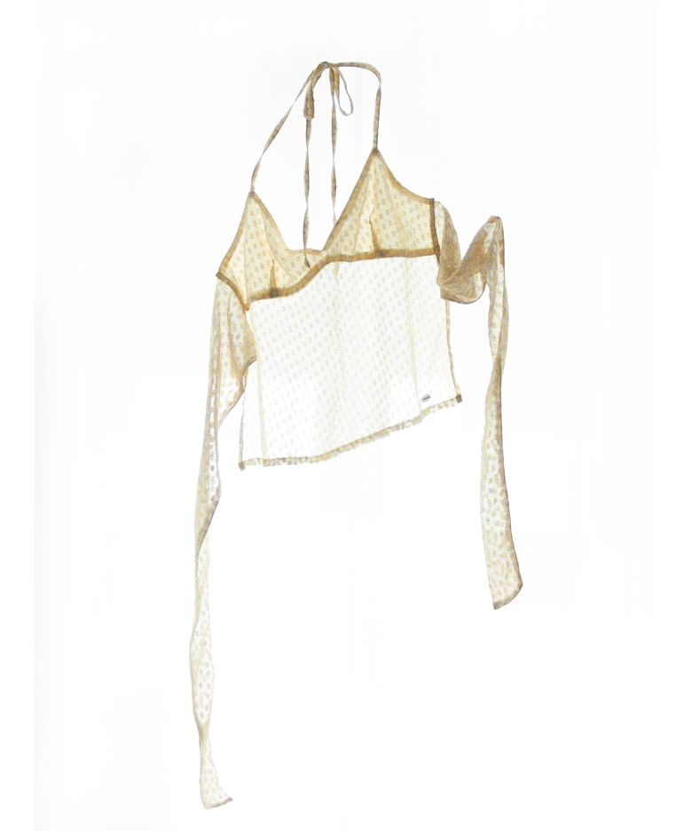 Hanging Neck Broken Flower Backless Suspender (cheese island)