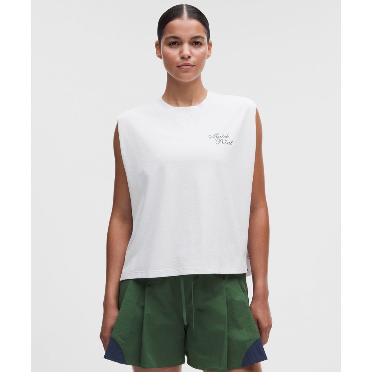 룰루레몬(LULULEMON) 릴랙스 핏 머슬 탱크탑 *테니스 그래픽  WHT IVYG