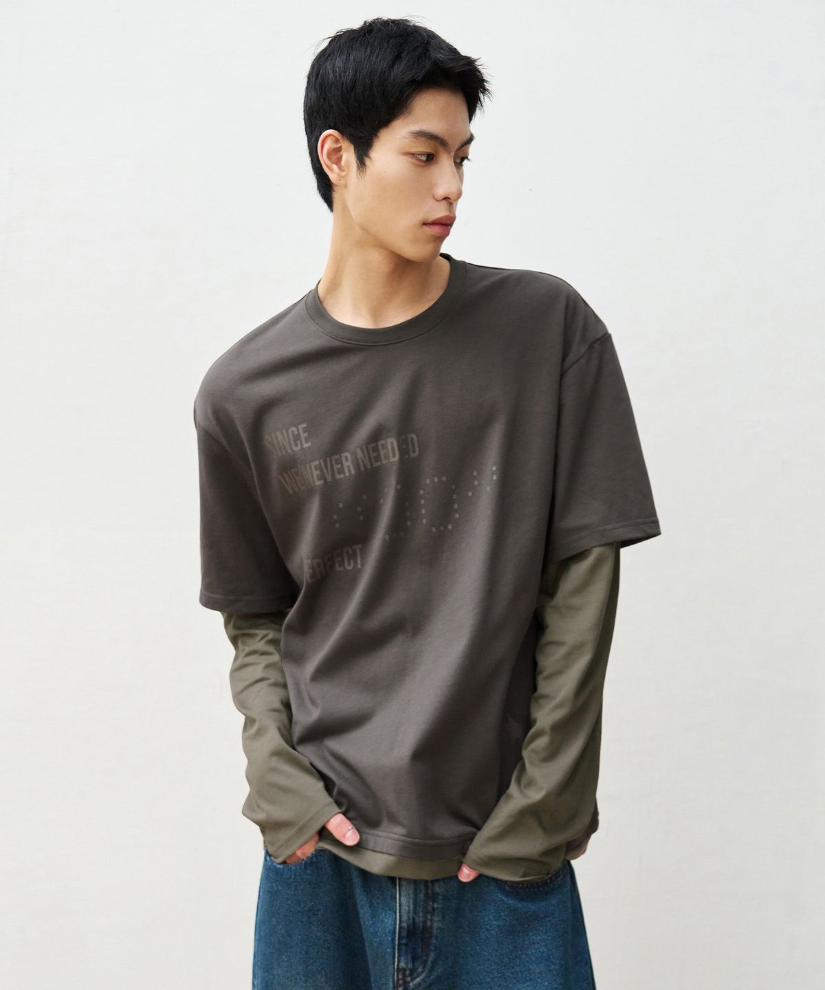 아워데이즈(OURDAYZ) 노이즈 레이어드 롱슬리브 [CHARCOAL]