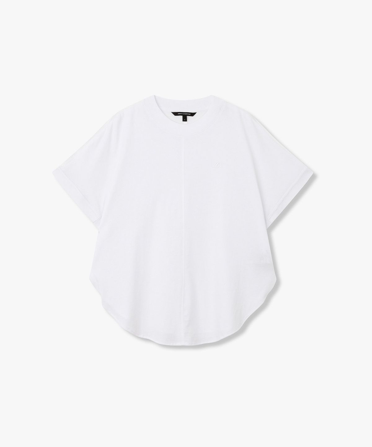 아르마니 익스체인지(ARMANI EXCHANGE) 여성 백 패치 라운드 헴 티셔츠 _화이트 A426330510