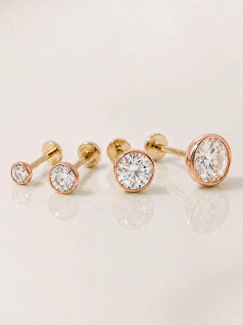 [0.8mm]14K 인터널 모이사나이트 다이아 퓨어 베젤 라블렛 피어싱