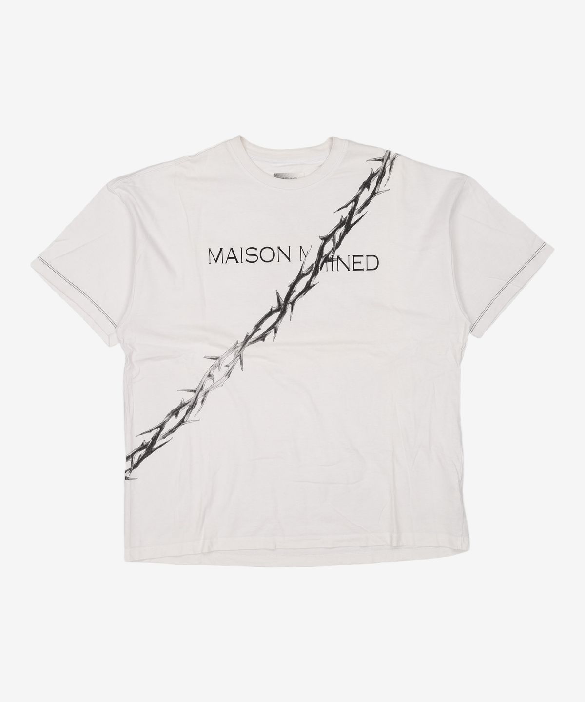 메종미네드(MAISON MINED) SPINY LEAVE LOGO HALF SLEEVE WHITE L