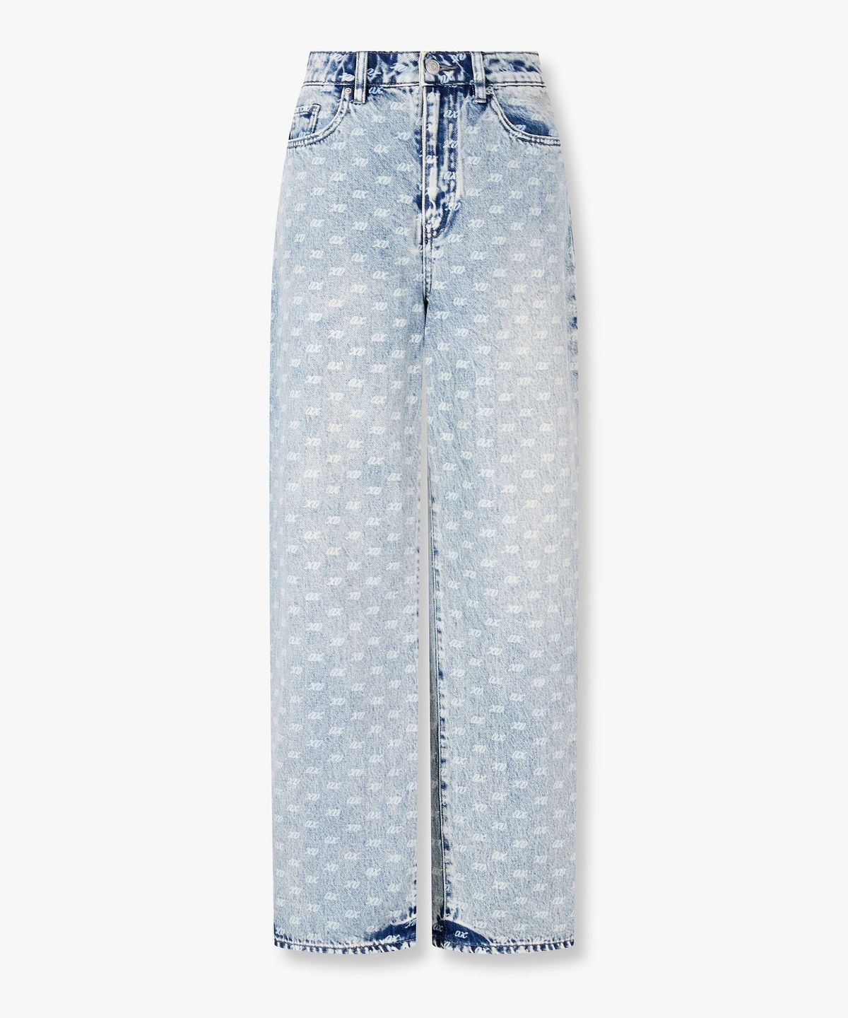 아르마니 익스체인지(ARMANI EXCHANGE) 여성 로고 패턴 하이라이즈 릴렉스트 진_라이트 블루 A426340503
