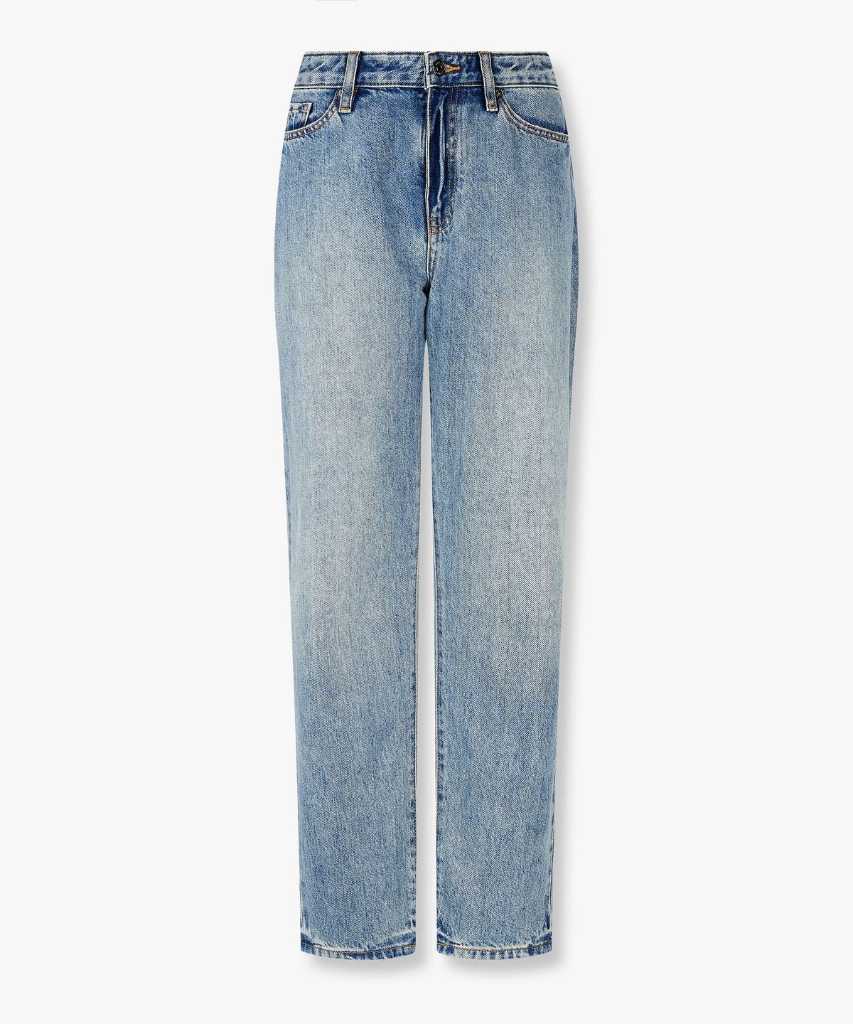 아르마니 익스체인지(ARMANI EXCHANGE) 여성 로고 패치 미드라이즈 보이프렌드 진_라이트 블루 A426340501