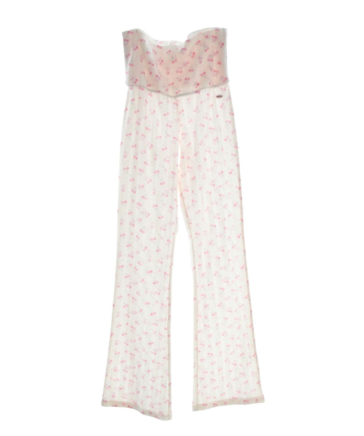 구름킴(GULEMKIM) Angel Courtyard Floral Wide Waist Straight Trousers (sweet cherry)