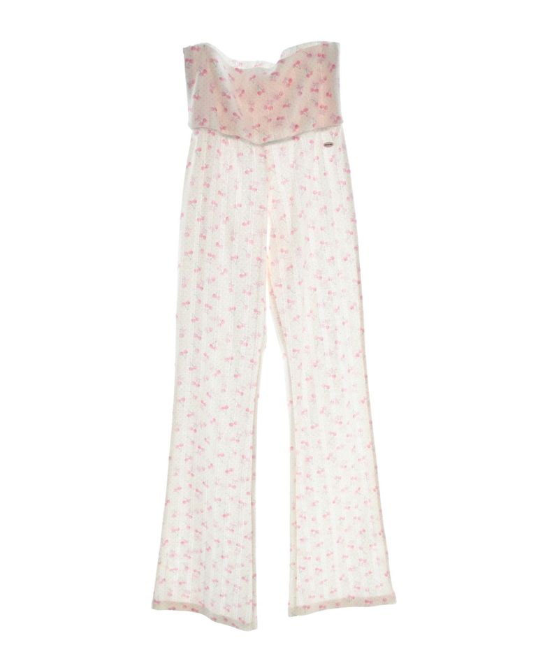Angel Courtyard Floral Wide Waist Straight Trousers (sweet cherry)