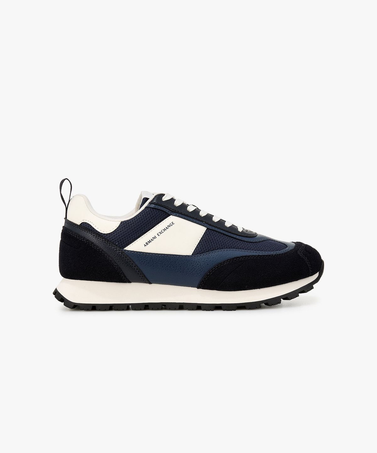 아르마니 익스체인지(ARMANI EXCHANGE) 남성 멀티 머티리얼 스니커즈_다크 네이비 A416375005