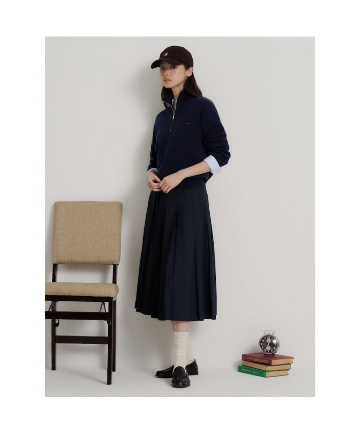 빈폴 레이디스(BEANPOLE LADIES) 울폴리 플리츠 스커트  네이비 (BF6827C51R)