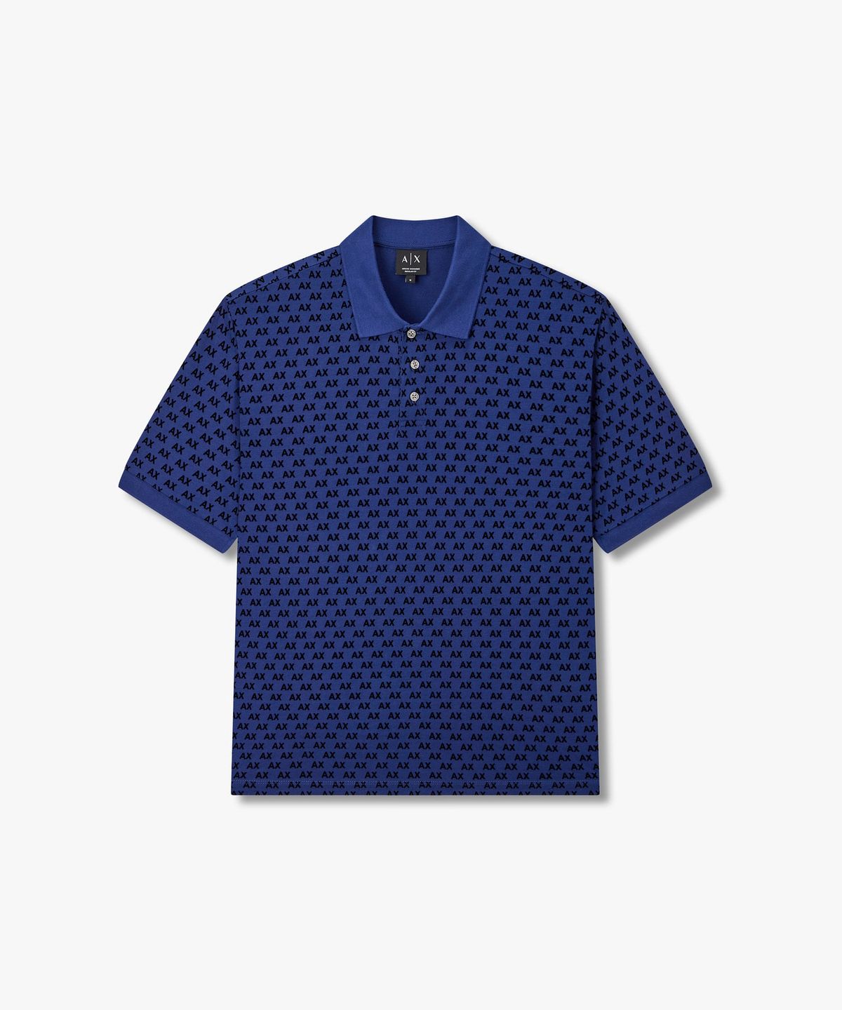 아르마니 익스체인지(ARMANI EXCHANGE) 남성 플록 로고 폴로 셔츠_블루 A416331016