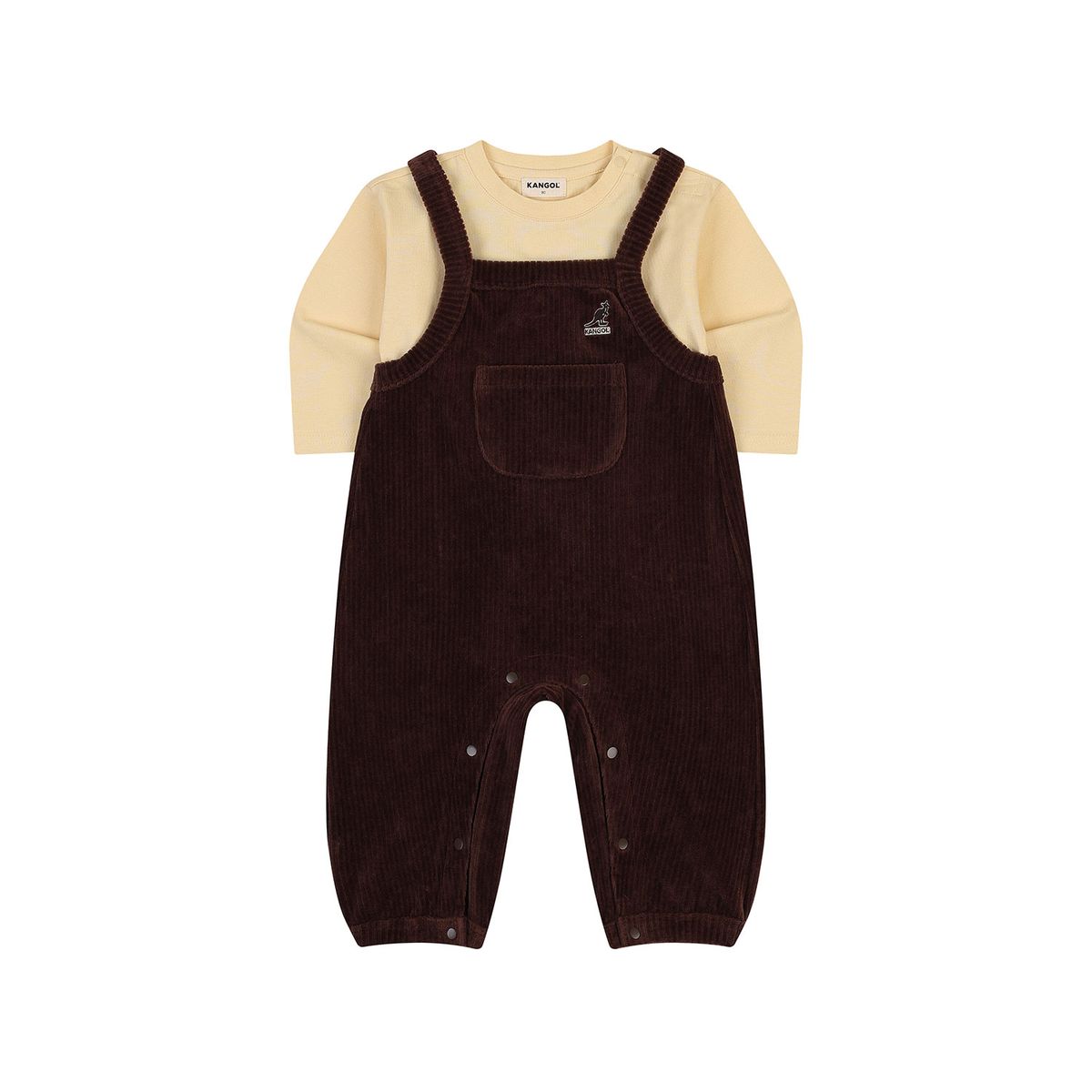 캉골키즈(KANGOL KIDS) [베이비] 티셔츠&벨루아 오버롤 세트웨어 SD 0A04 브라운