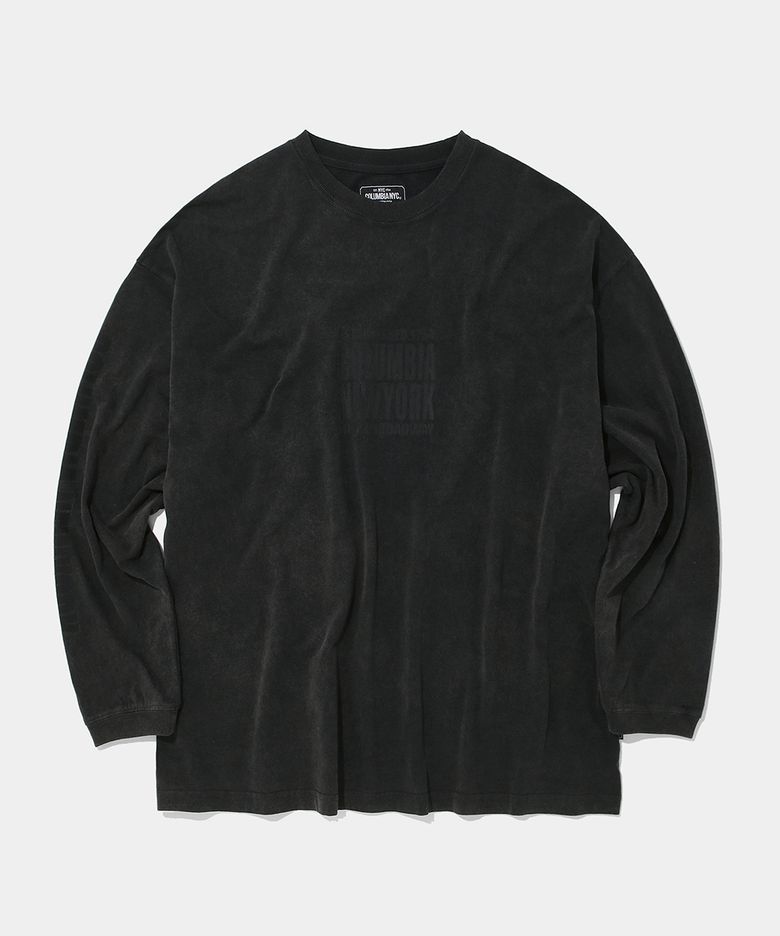 CU SQUARE LOGO DYED L/S T-SHIRT_CHARCOAL