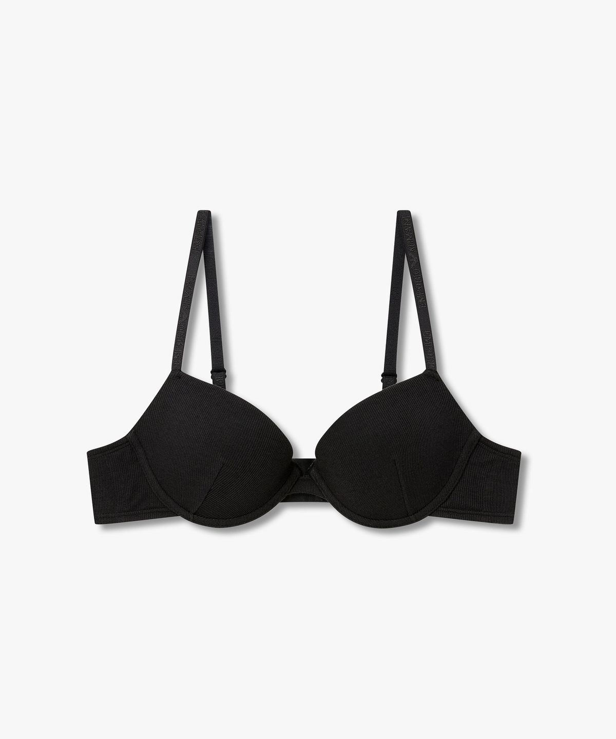 엠포리오 아르마니 언더웨어(EMPORIO ARMANI UNDERWEAR) 여성 리브드 로고 패치 푸쉬업 브라 _블랙_0826385502