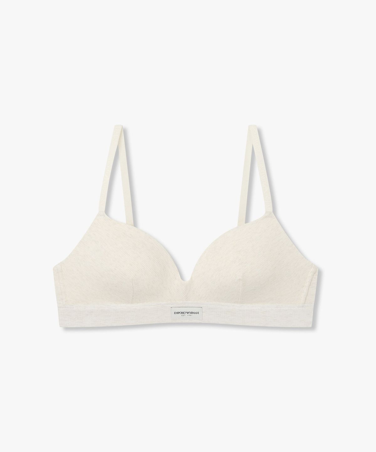 엠포리오 아르마니 언더웨어(EMPORIO ARMANI UNDERWEAR) 여성 리브드 로고 패치 브라렛 브라 _오트밀_0826381501