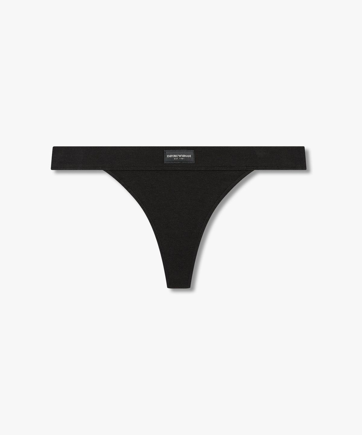 엠포리오 아르마니 언더웨어(EMPORIO ARMANI UNDERWEAR) 여성 리브드 로고 패치 티팬티 _블랙_0826310502