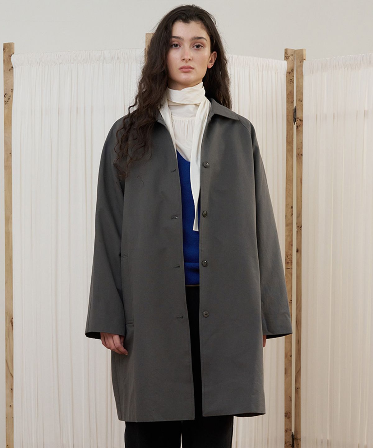 포에트서울(POETSEOUL) FOLD HALF TRENCH_dark grey