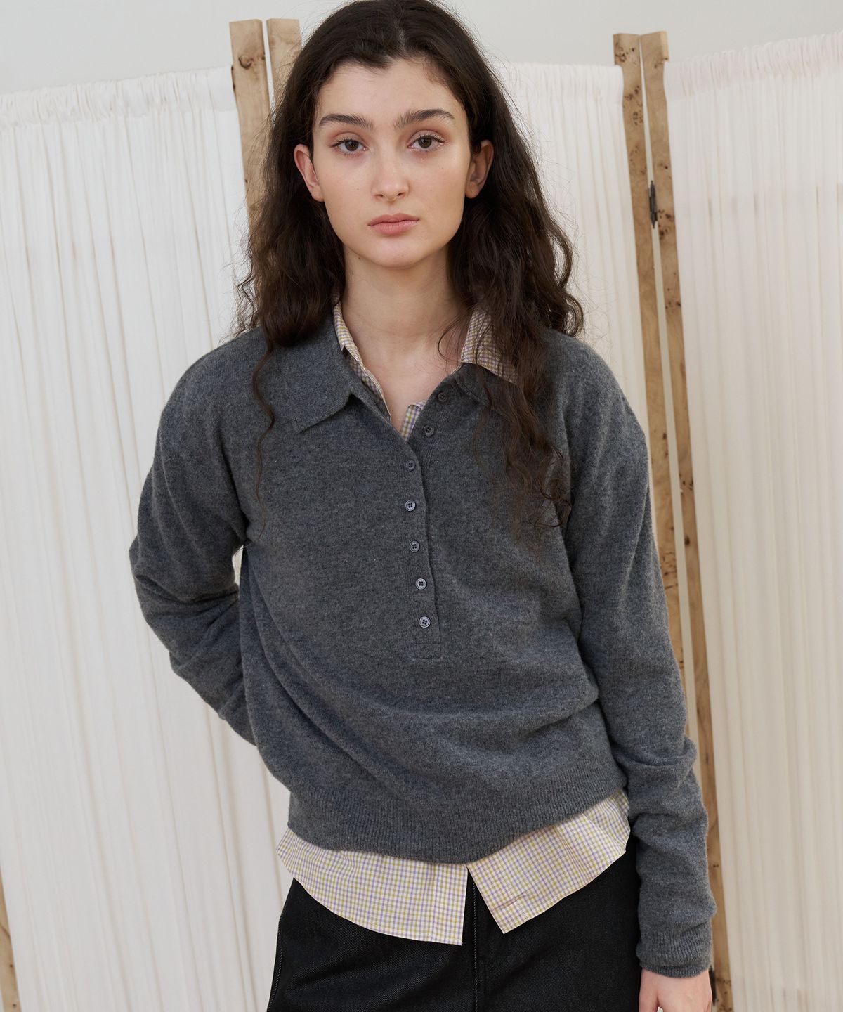 포에트서울(POETSEOUL) TINT COLLAR KNIT_merange gray