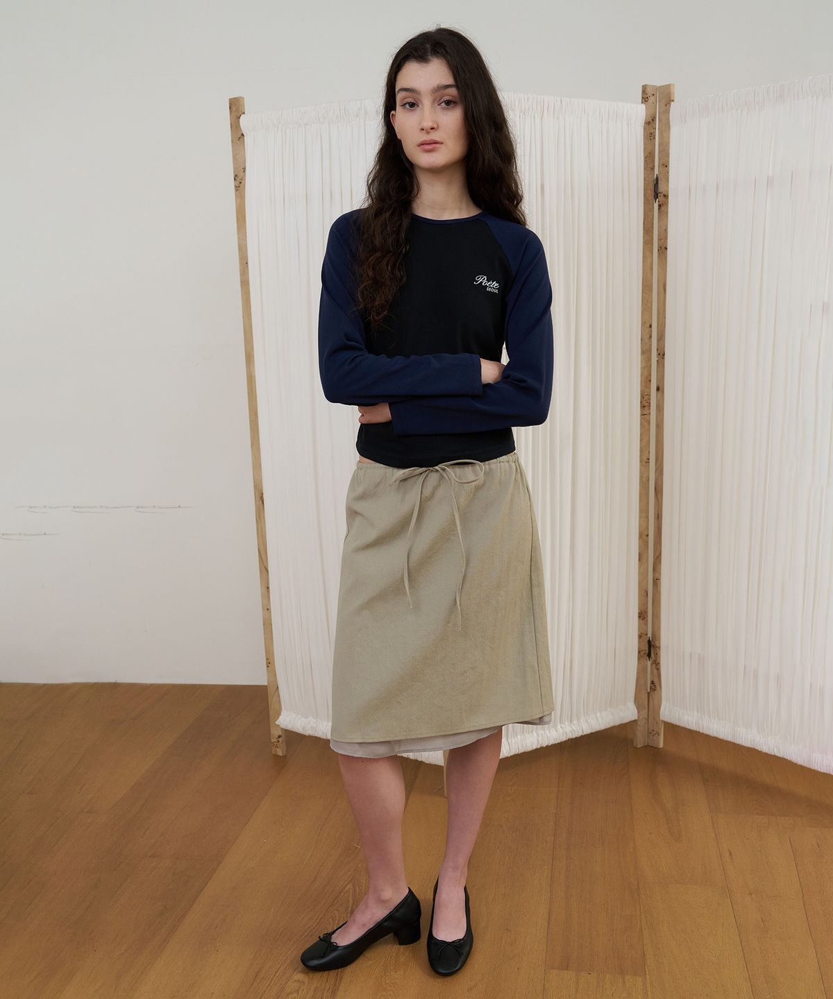 포에트서울(POETSEOUL) HERRINGBONE VEIL SKIRT_khaki