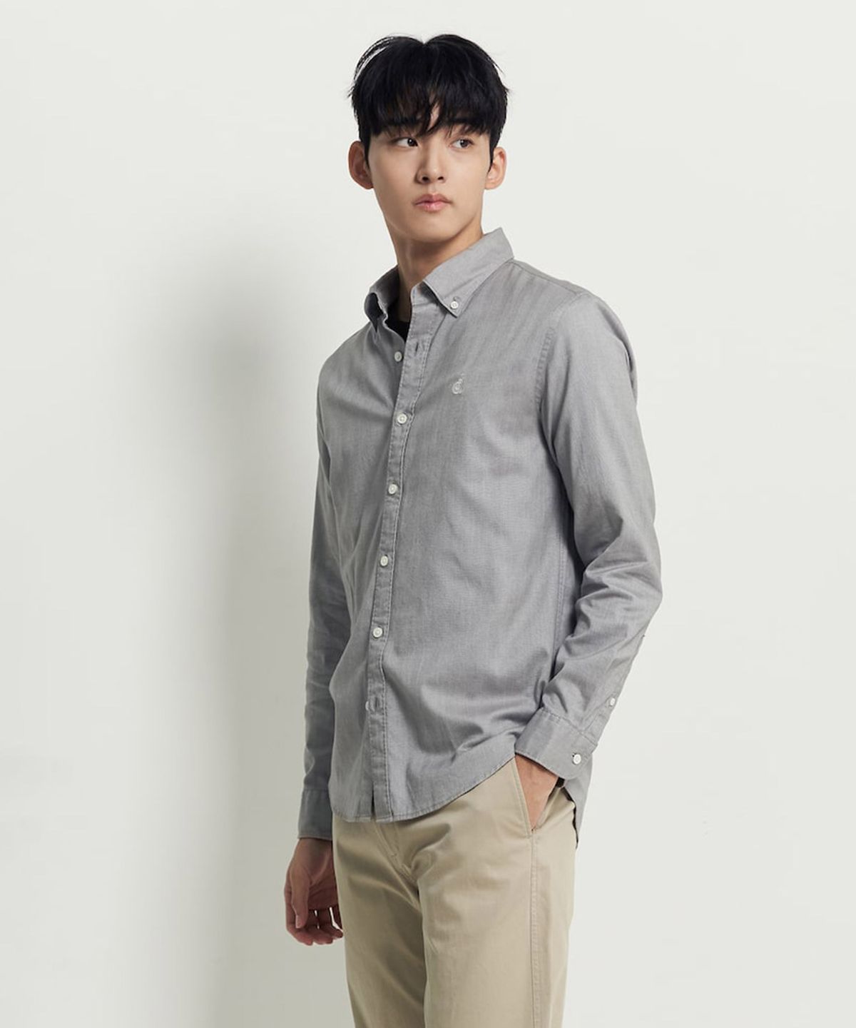 빈폴 멘(BEANPOLE MEN) 브러쉬드 헤링본 셔츠  그레이