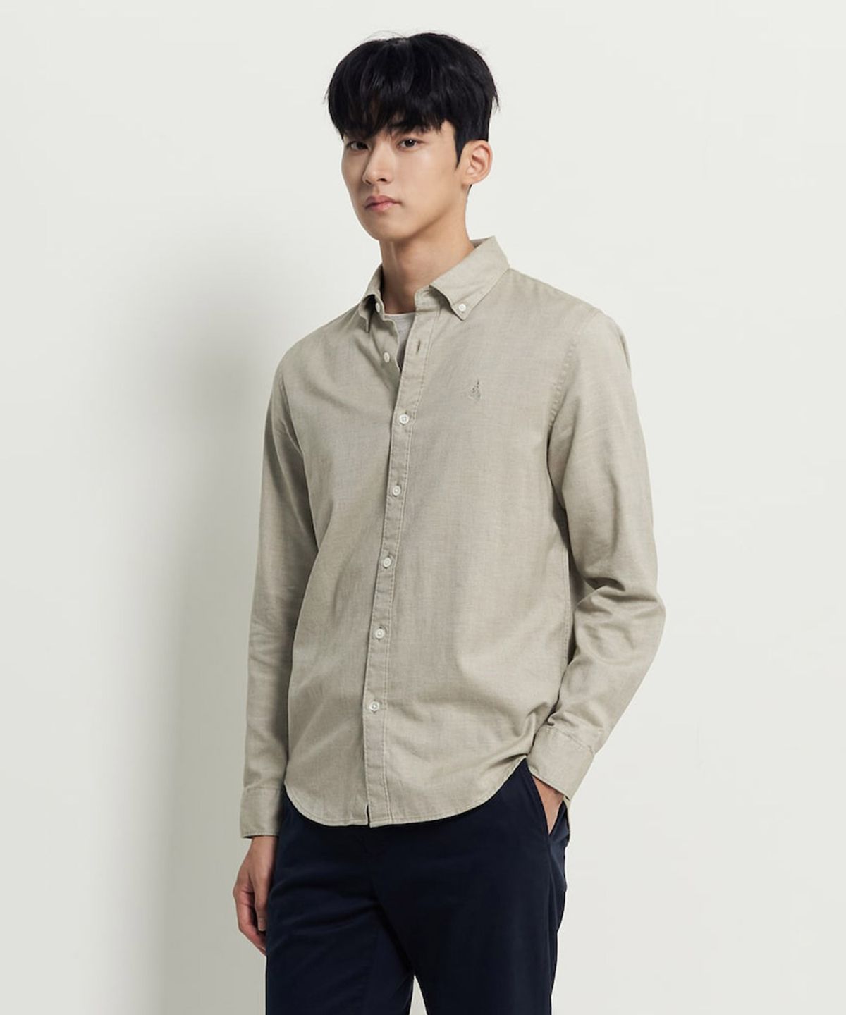 빈폴 멘(BEANPOLE MEN) 브러쉬드 헤링본 셔츠  카키