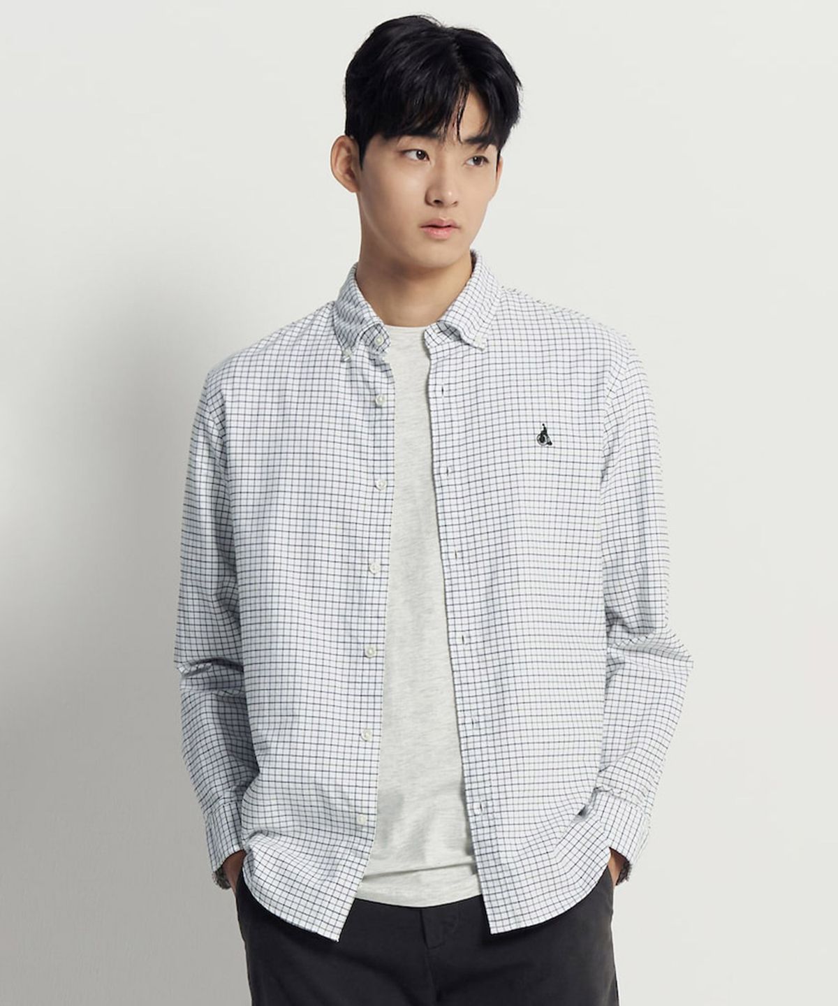 빈폴 멘(BEANPOLE MEN) 브러쉬드 윈도우 체크 셔츠  그린