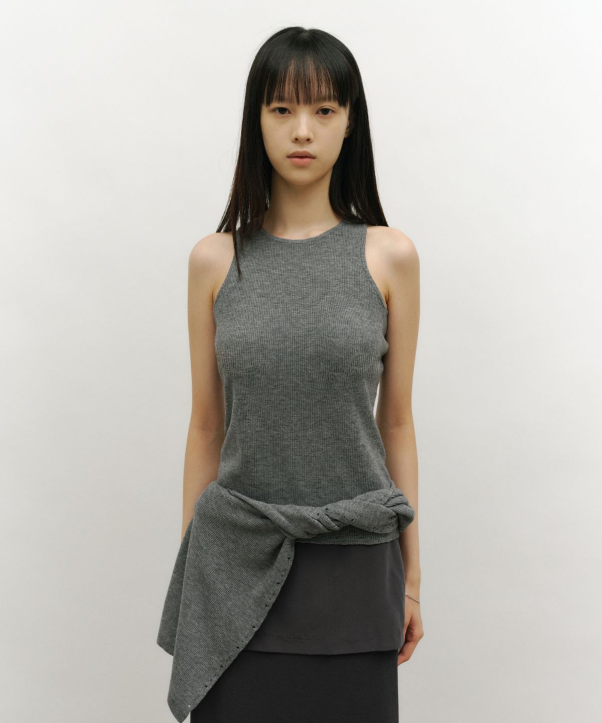 로우타이드(LOW TIDE) SOFT FRAY KNIT SCARF [MELANGE GREY]