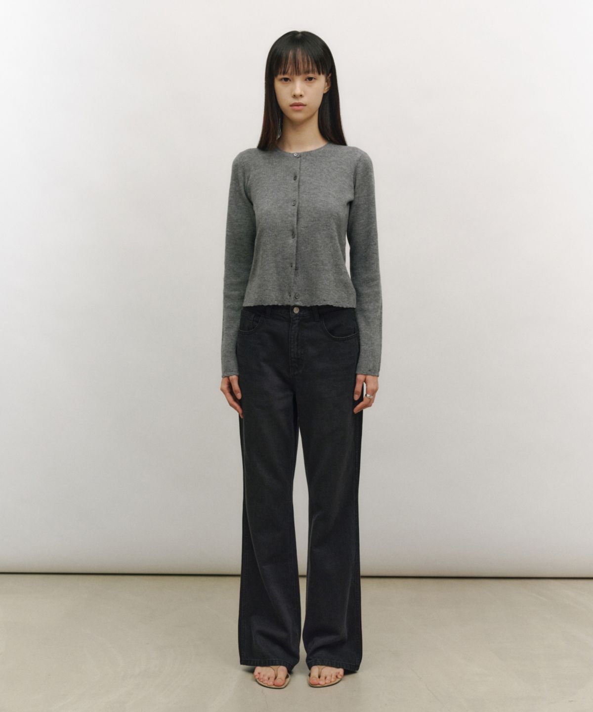 로우타이드(LOW TIDE) SOFT FRAY KNIT CARDIGAN [MELANGE GREY]