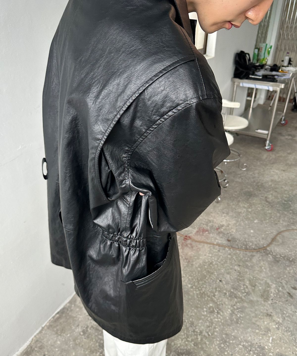 누아클레(NUAKLE) (m) 벨린 레더 카코트_블랙