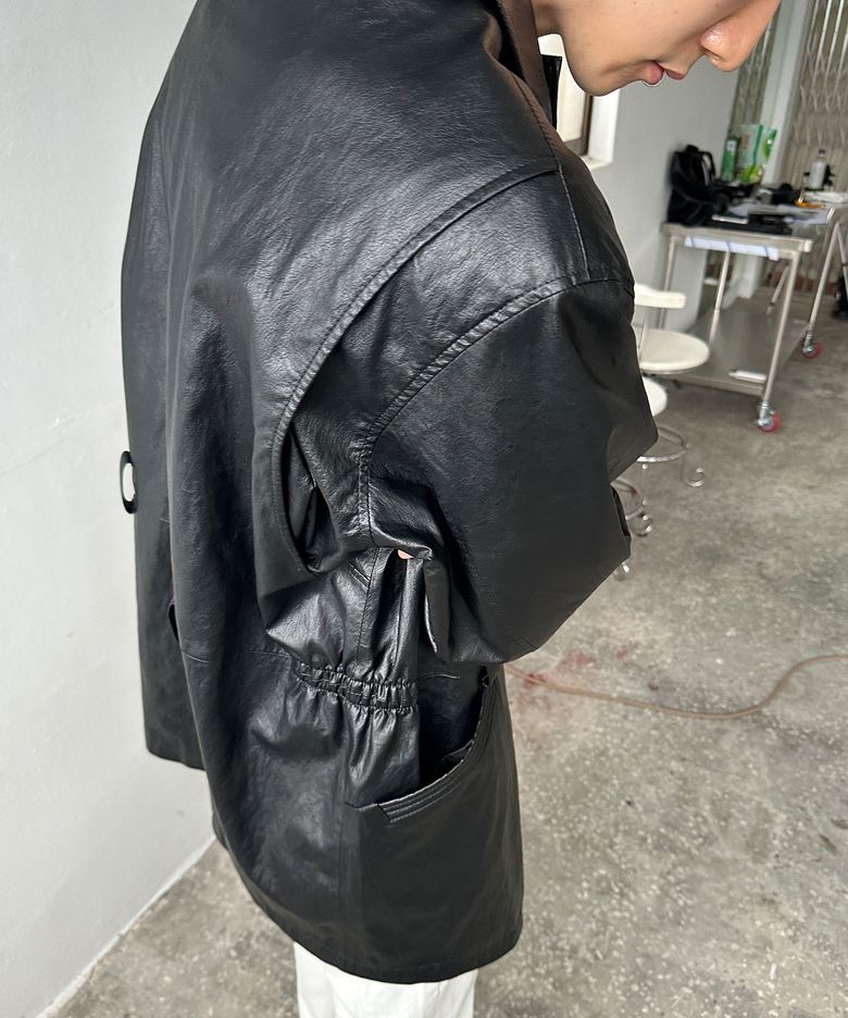 (m) 벨린 레더 카코트_블랙