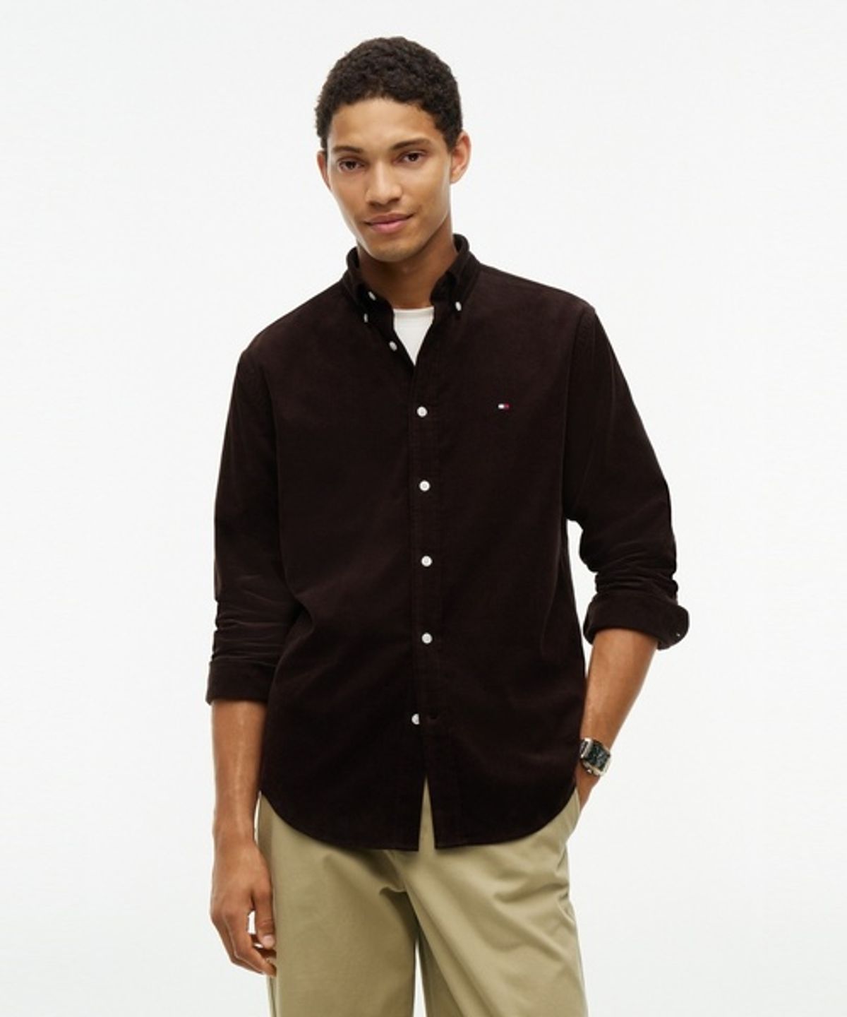 타미힐피거(TOMMY HILFIGER) [Global regular fit] 솔리드 코듀로이 레귤러 핏 셔츠 (T12G7WSH120MT1HJT)