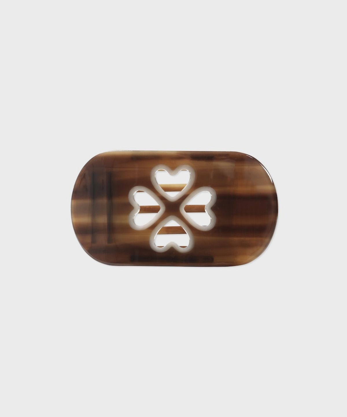 삭스어필(SOCKS APPEAL) hair clip heart clover oval brown