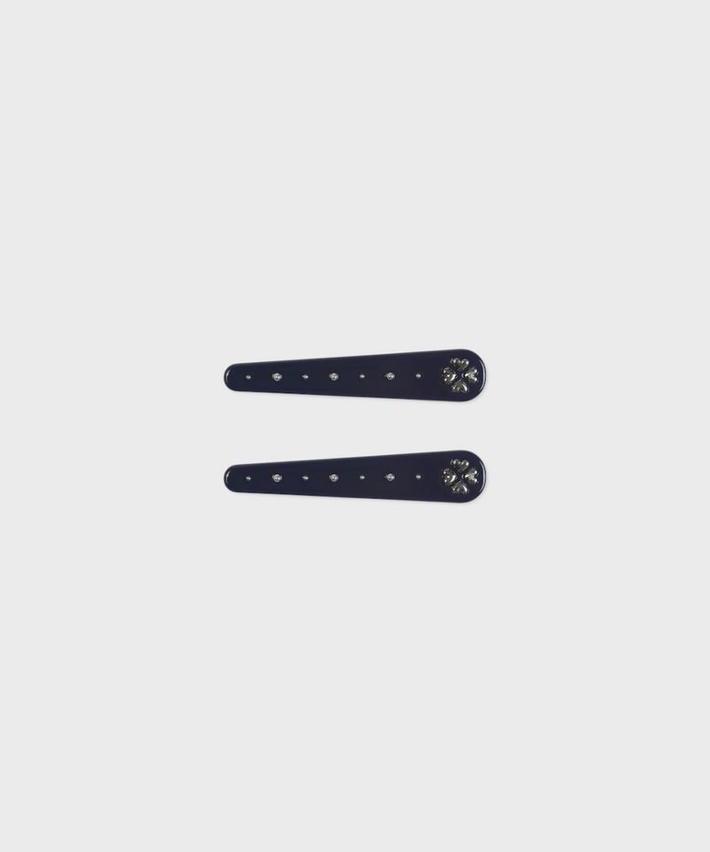hair pin set metal clover navy