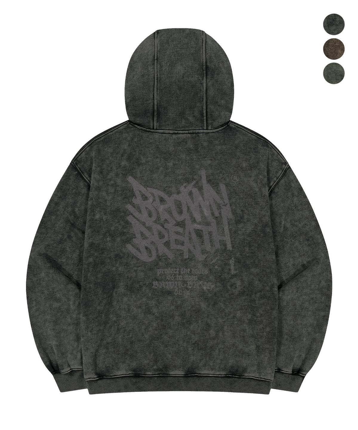 브라운브레스(BROWNBREATH) VINTAGE WASHING TAG HOOD ZIP UP (3colors)
