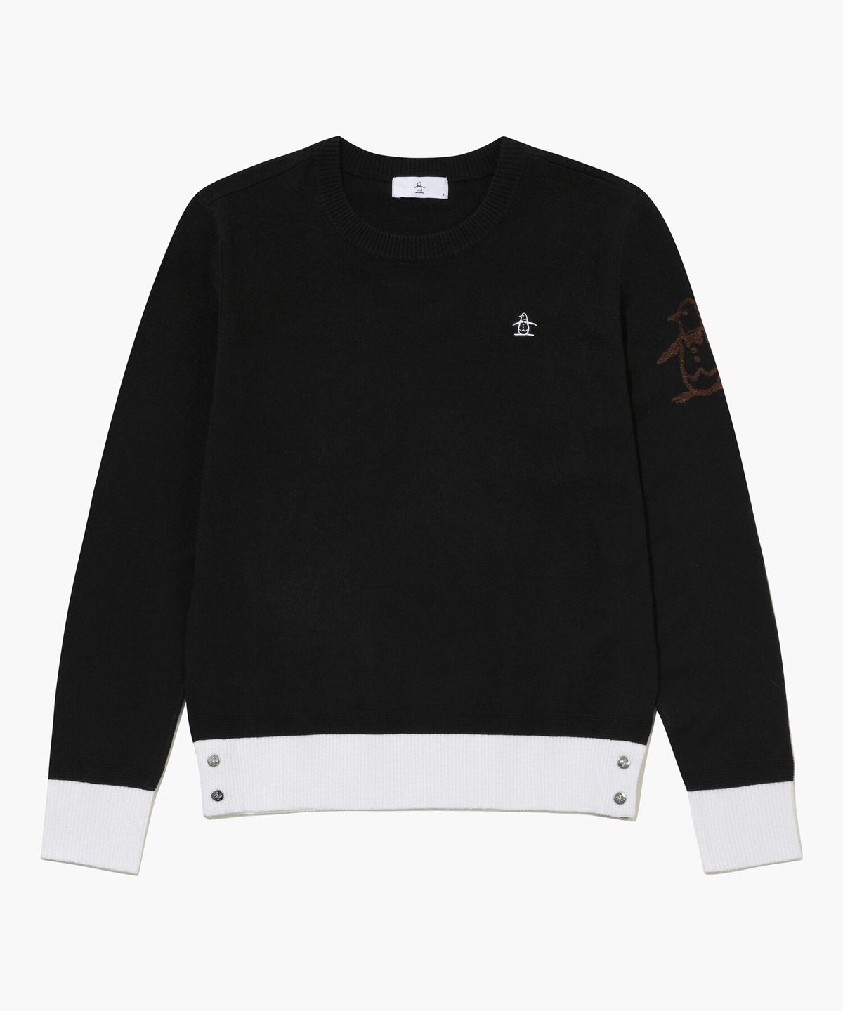 먼싱웨어(MUNSINGWEAR) 여성 소매 포인트 라운드 스웨터 블랙 MR312LSW92