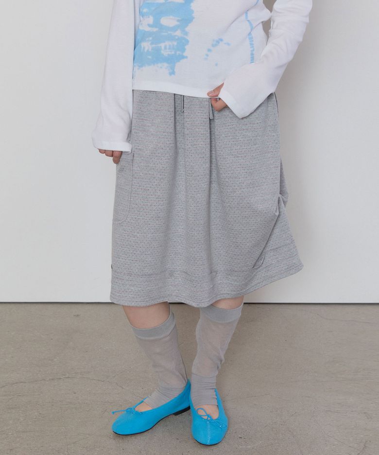 Pocket Ruched Skirt [Gray]