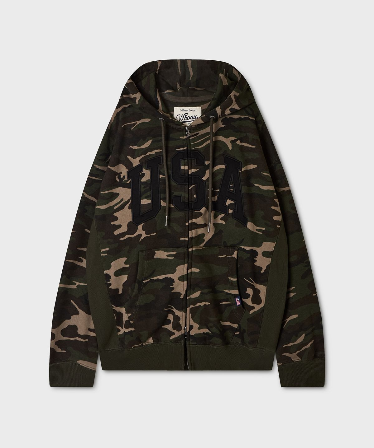 후아유(WHO.A.U) Camo USA Hood Zip-up(Over-fit) / WHMZG4992U