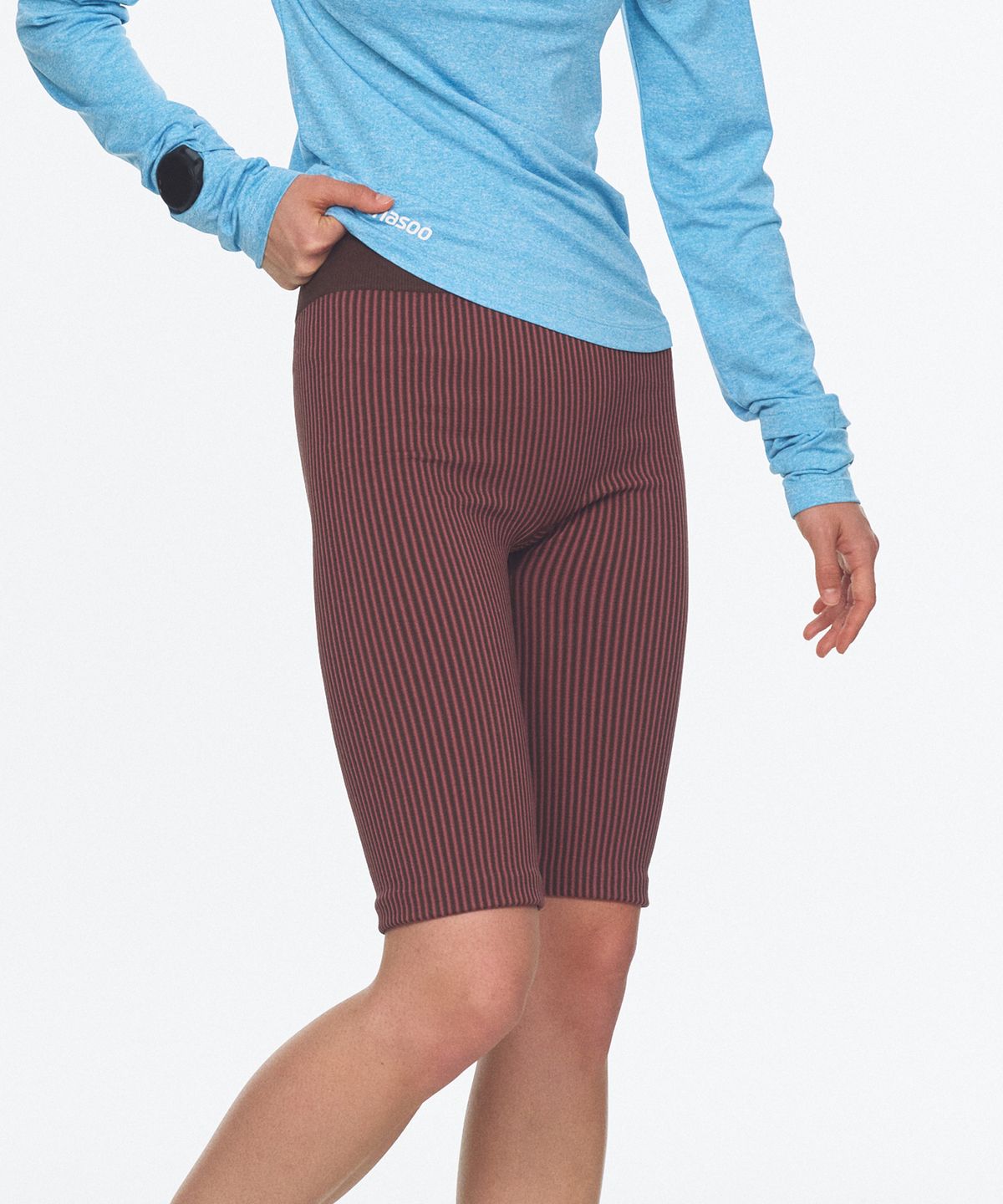미나수(MENASOO) Two Tone Wholegarment Knit Knee Length Leggings 5부_Pink