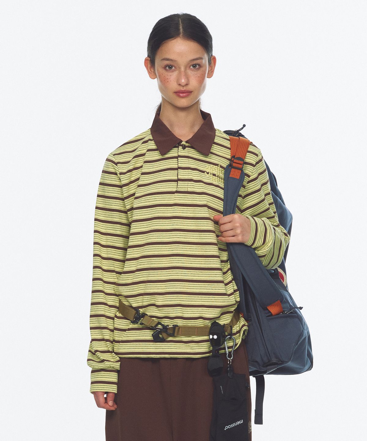 미나수(MENASOO) Vintage Stripe Rugby T Shirt_Yellow