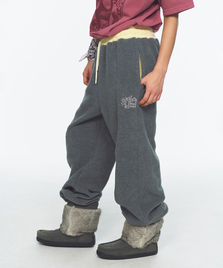 Waist Point Warm Fleece Jogger Pants_Charcoal