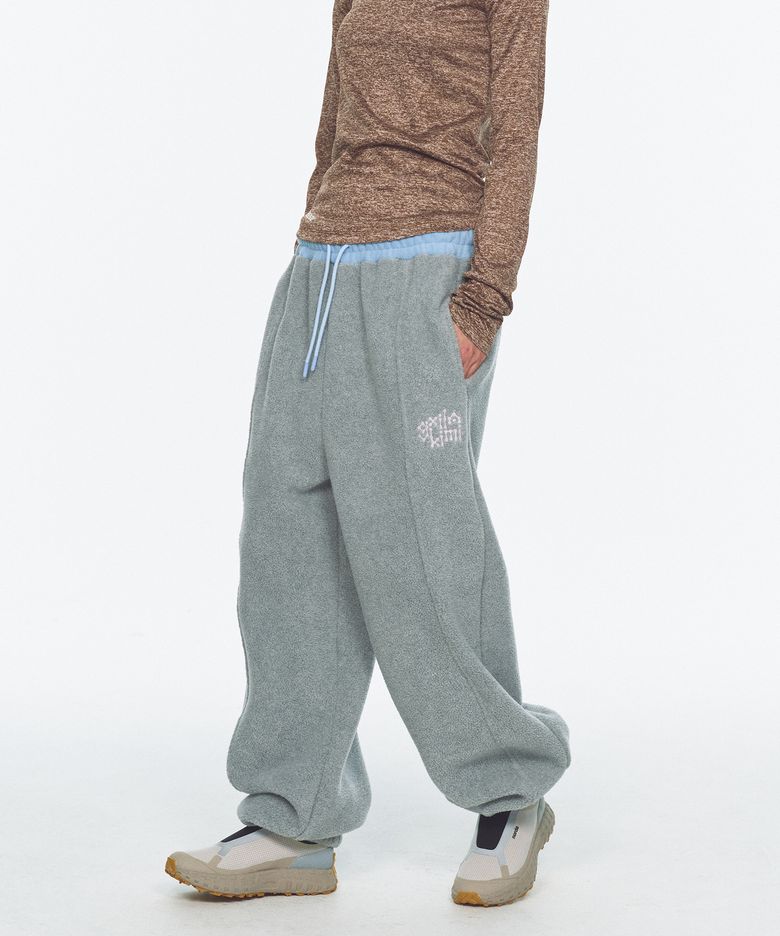 Waist Point Warm Fleece Jogger Pants_Melange Gray