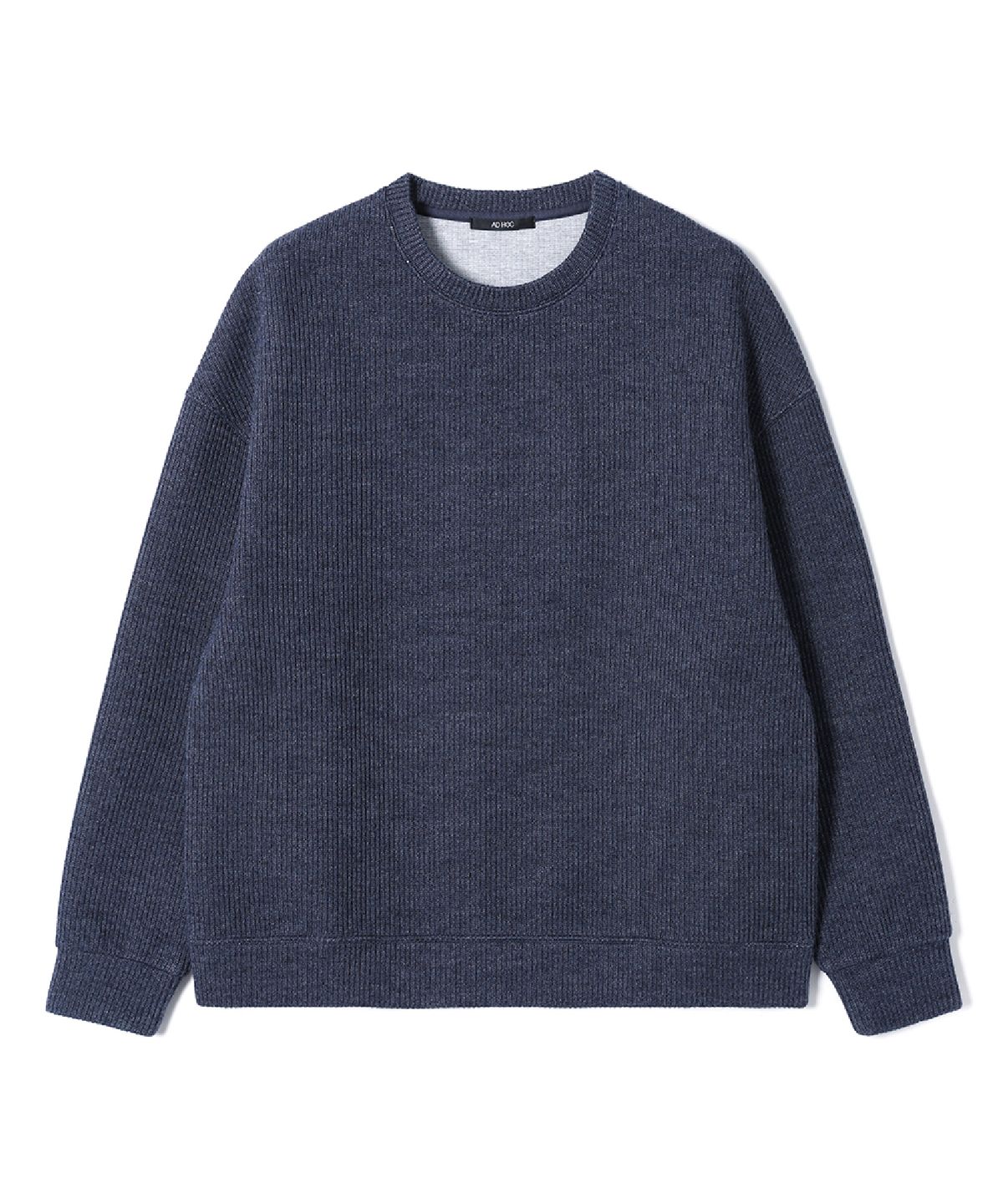 애드호크(ADHOC) 남성 오버핏 골지 긴팔 티셔츠 (NAVY) (HC9LTA1)