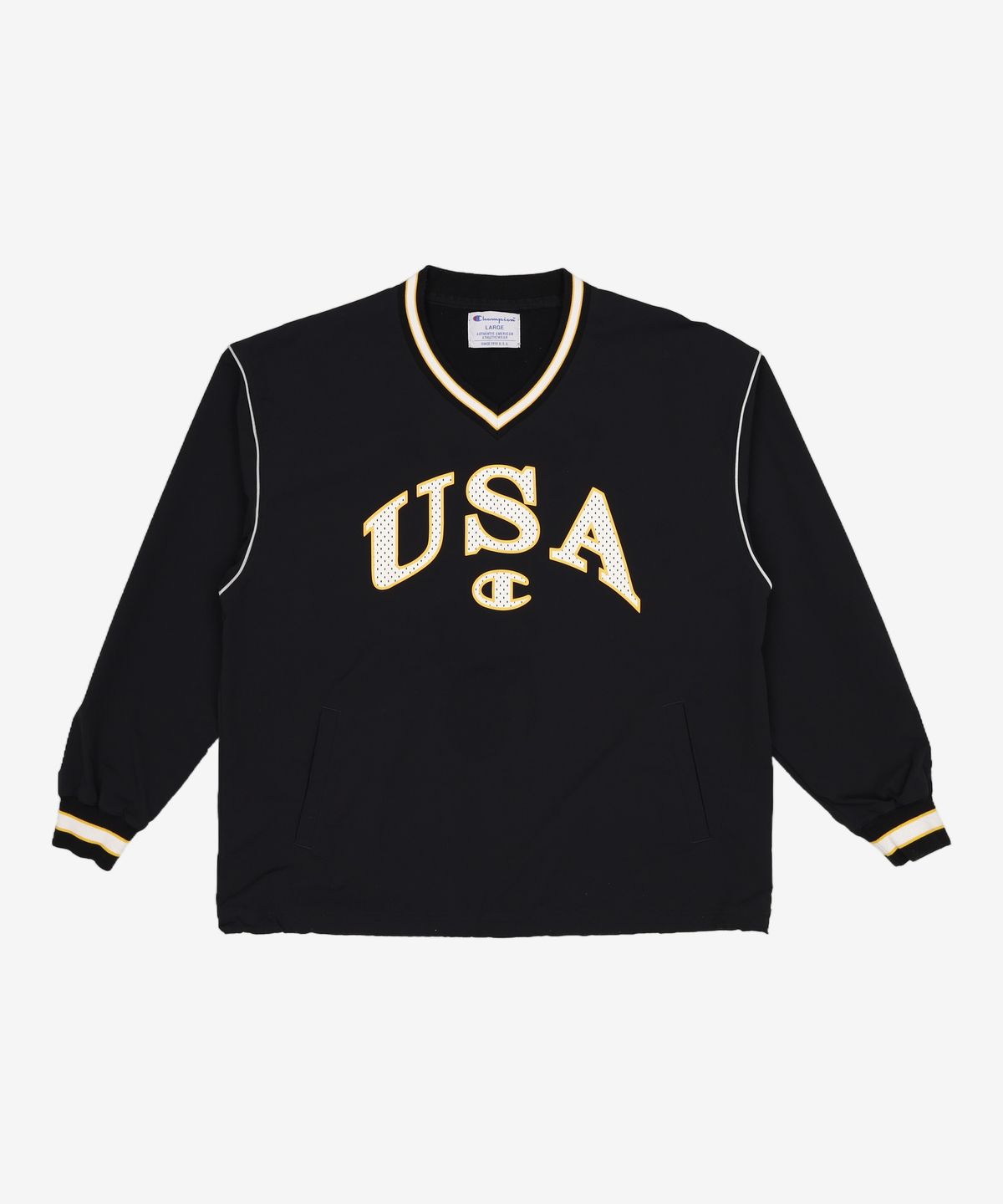 챔피온(CHAMPION) USA 레터링 웜업 풀오버 티셔츠 Black L