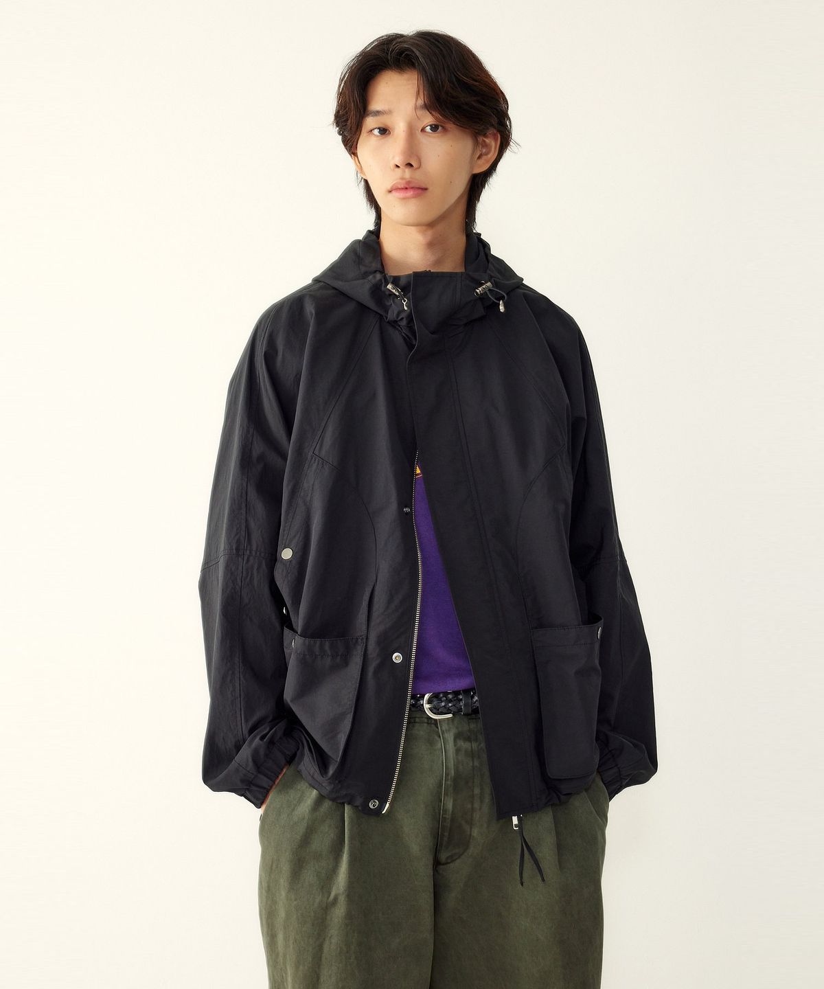 스튜디오 톰보이(STUDIO TOMBOY) [MEN] 래글런 슬리브 후디 점퍼 _블랙_9156313833